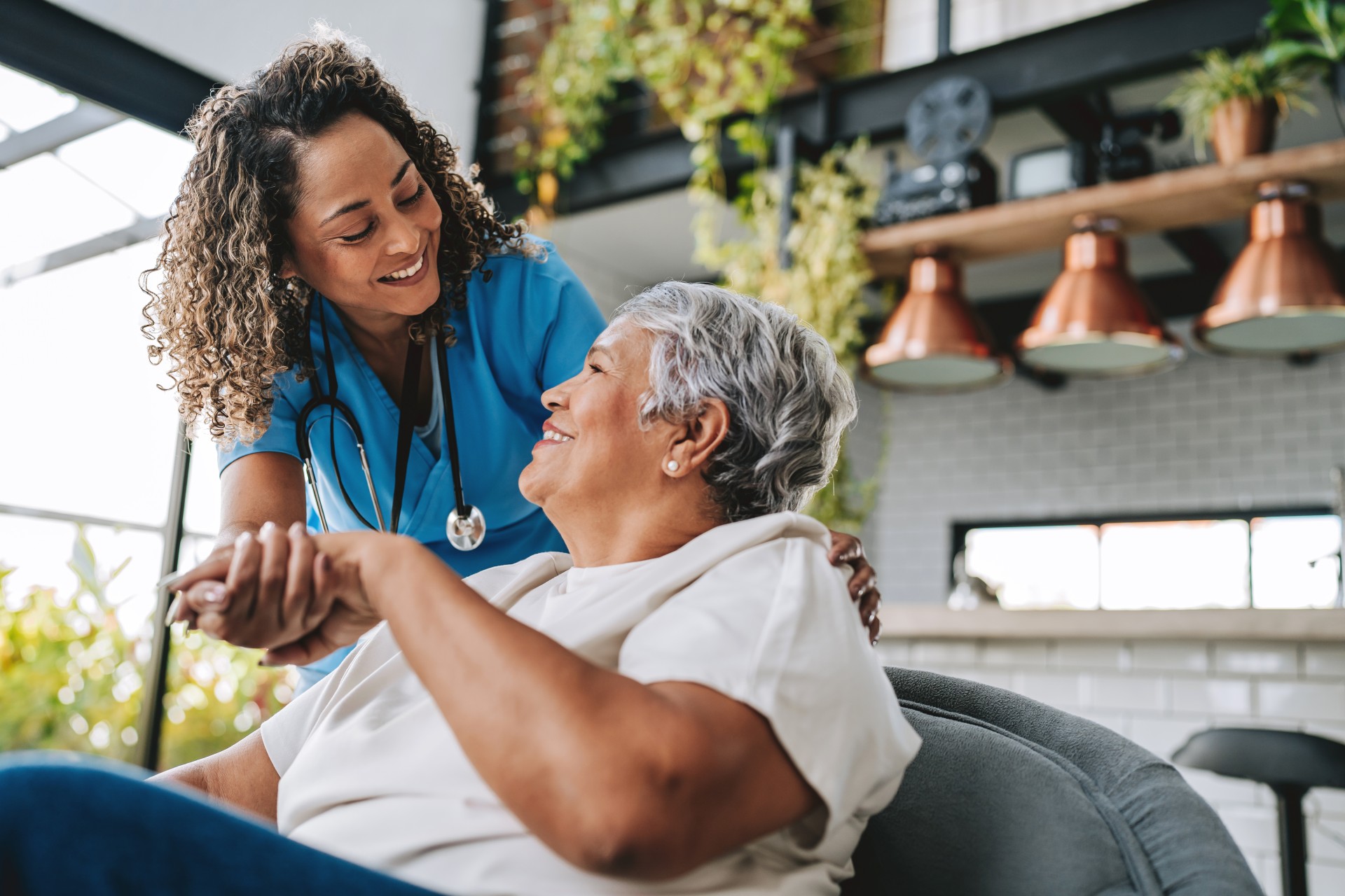 Nurse helping patient